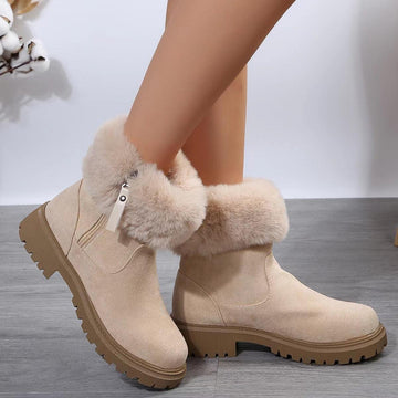 Women’s Faux Fur Lined Winter Ankle Boots with Side Zipper - Artsi Chic Boutique