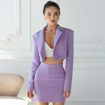 Chic Tailored Mini Blazer & Skirt Set – Bold Colors for a Power Look - Artsi Chic Boutique