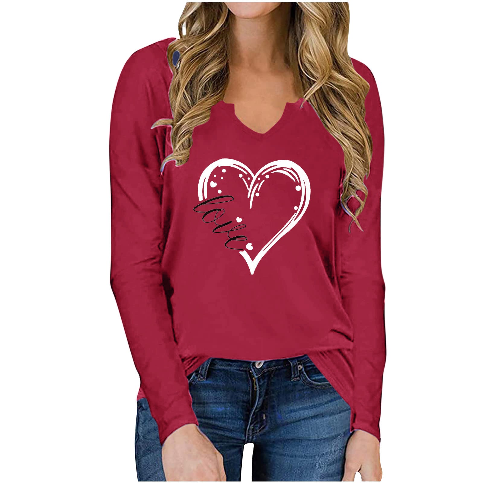 Love-Inspired V-Neck Long-Sleeve Tee - Artsi Chic Boutique