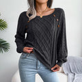 Square Neck Knitted Sweater With Button Design - Artsi Chic Boutique
