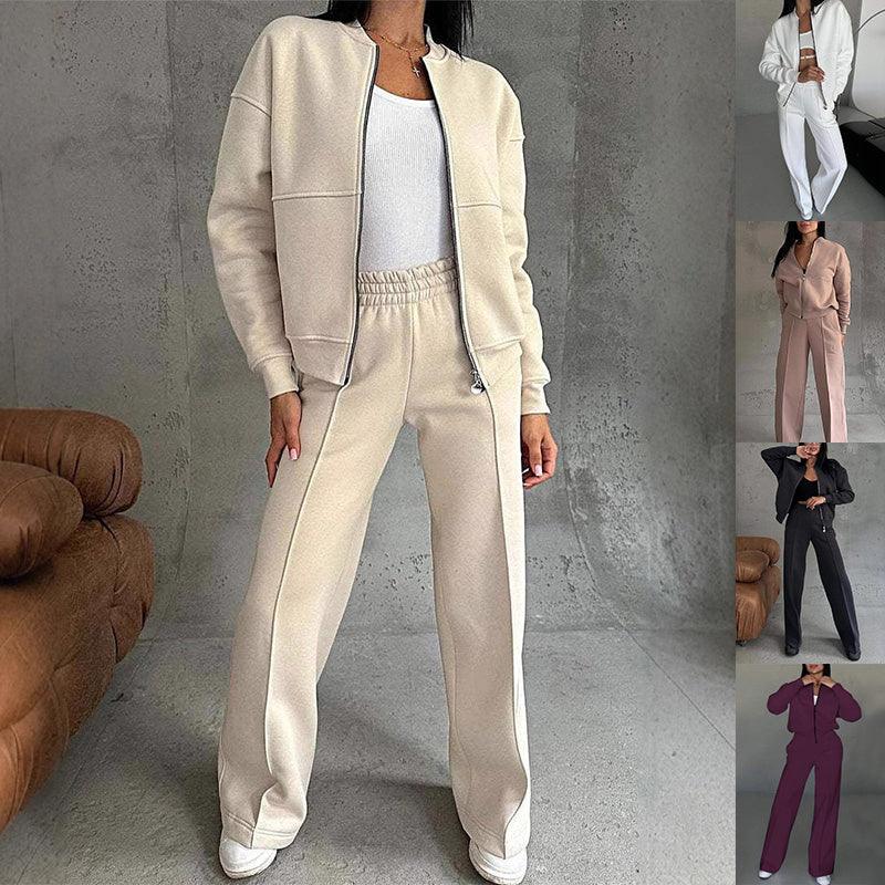 Women's Sports Suit - Jacket & Wide-Leg Pants - Artsi Chic Boutique