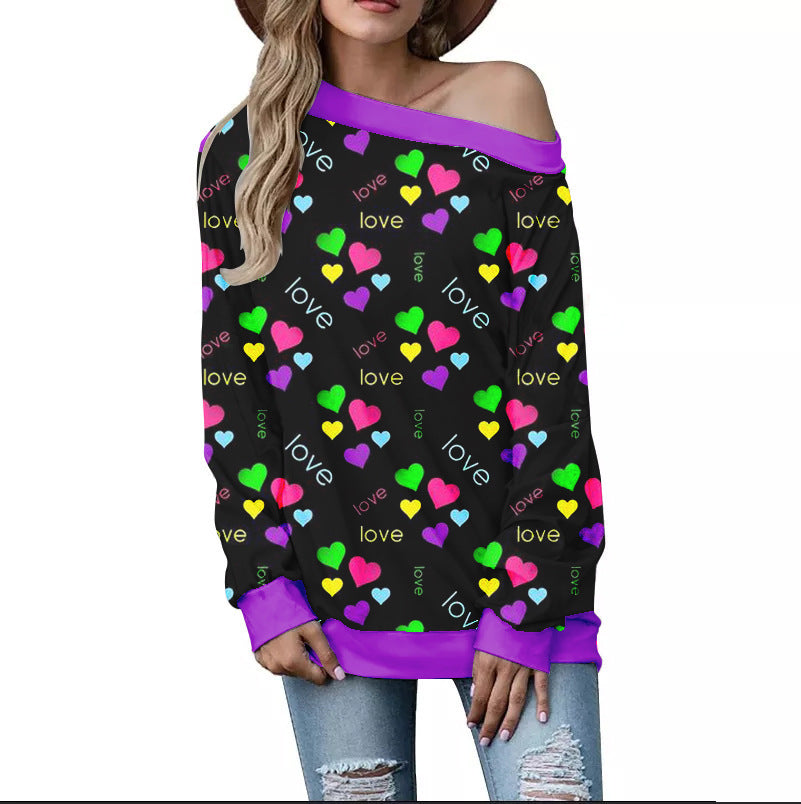 Love-Inspired Loose Shoulder Sweater - Artsi Chic Boutique