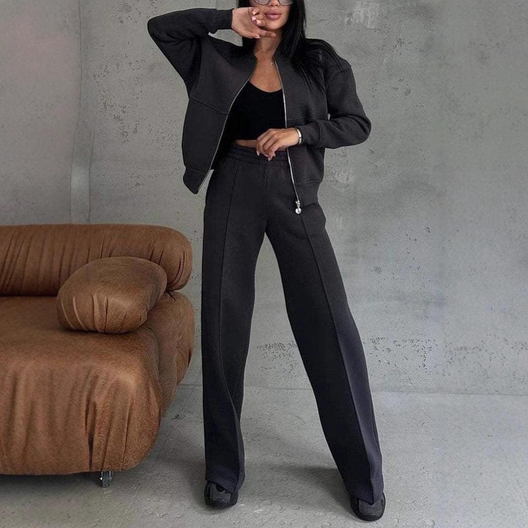 Women's Sports Suit - Jacket & Wide-Leg Pants - Artsi Chic Boutique