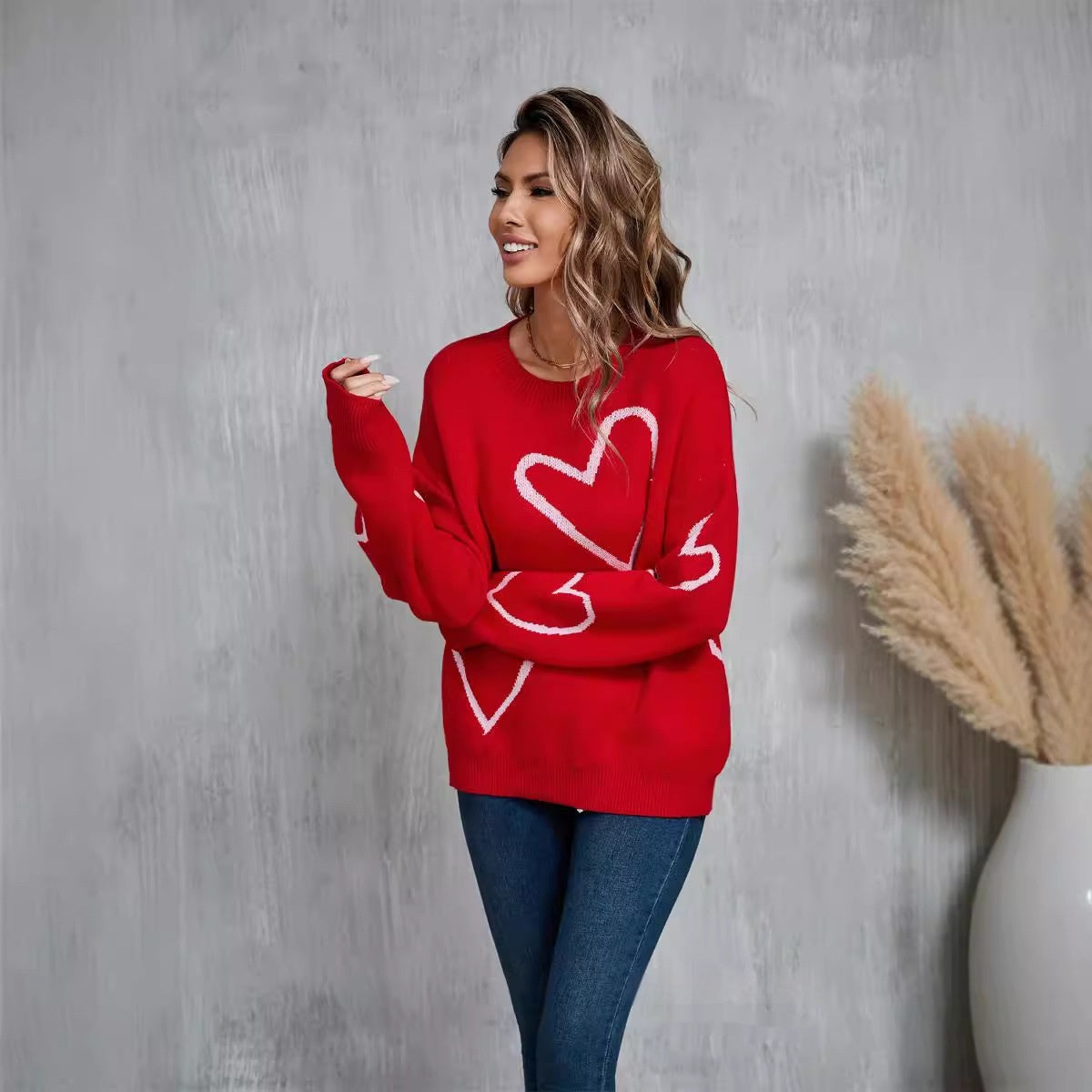 Trendy Knit Heart Sweater - Artsi Chic Boutique