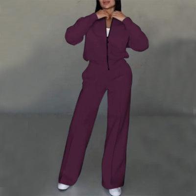 Women's Sports Suit - Jacket & Wide-Leg Pants - Artsi Chic Boutique