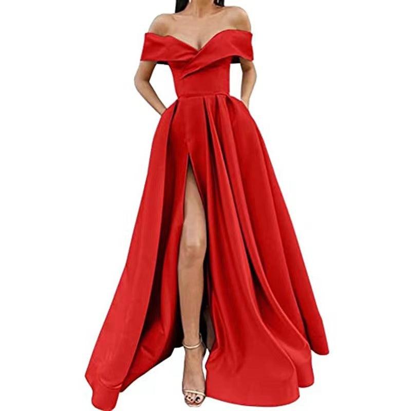 Women's V-neck Satin Multicolor Dress - Artsi Chic Boutique