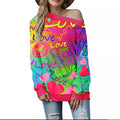 Love-Inspired Loose Shoulder Sweater - Artsi Chic Boutique