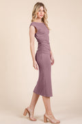 Dusty Pink Cap Sleeve Midi Dress with Open Back - Artsi Chic Boutique