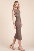 Light Chocolate Open Back Midi Dress - Artsi Chic Boutique