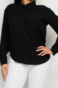 Black Button Down Collared Shirt - Artsi Chic Boutique