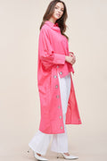 Pink Oversized Shirt with Long Back - Artsi Chic Boutique