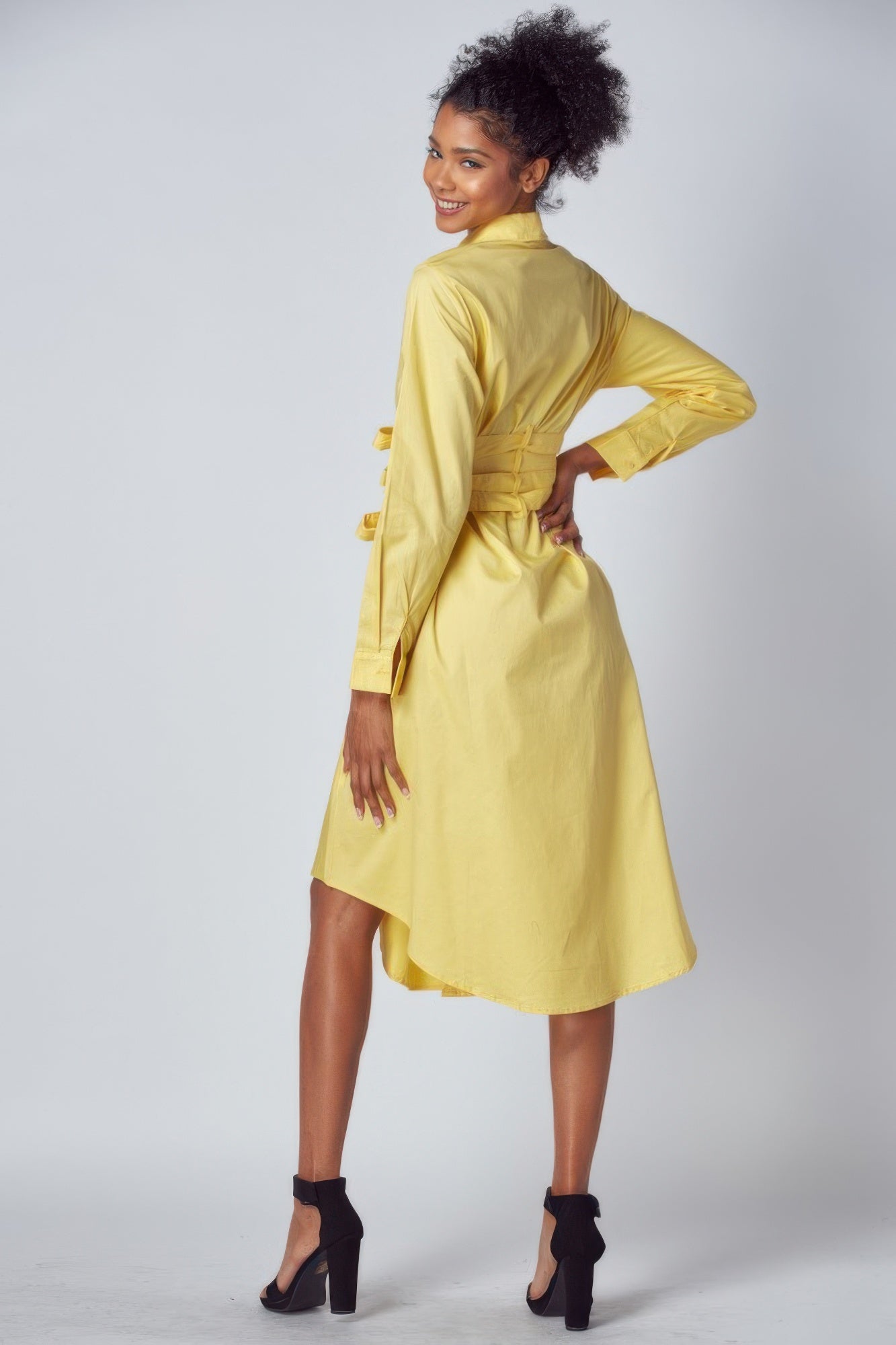 Chic Yellow Belted Shirt Dress - Artsi Chic Boutique