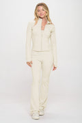 White Yoga Jacket & Jumpsuit Set - Artsi Chic Boutique