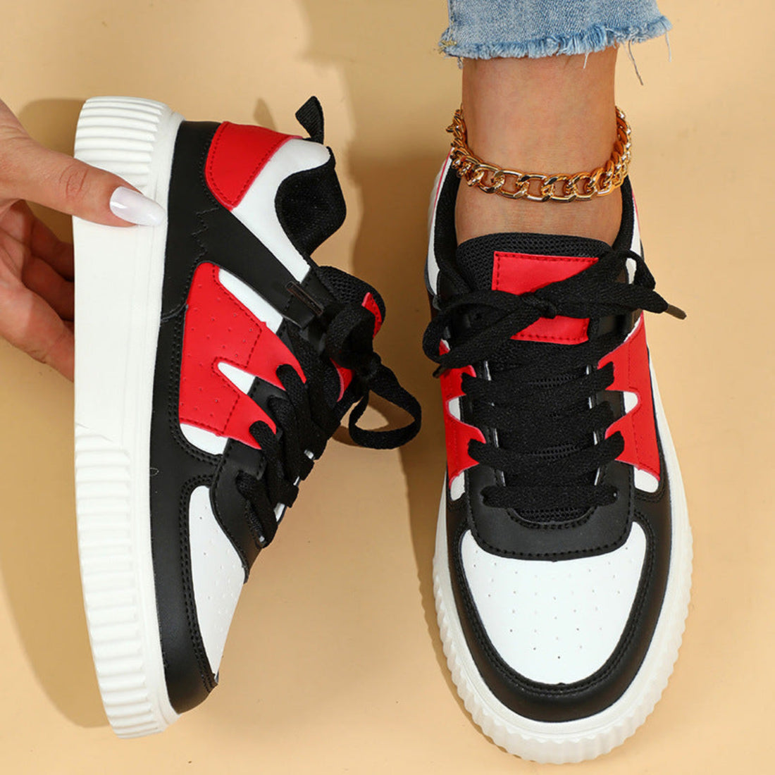 Women's Mila Retro Colorblock Casual Sneakers in a soft pastel multicolor combination featuring White, Pink, Light Blue, and Lavender panels, white lace-up fronts, rounded toes, layered retro-inspired uppers, and textured white soles for cute everyday styling.