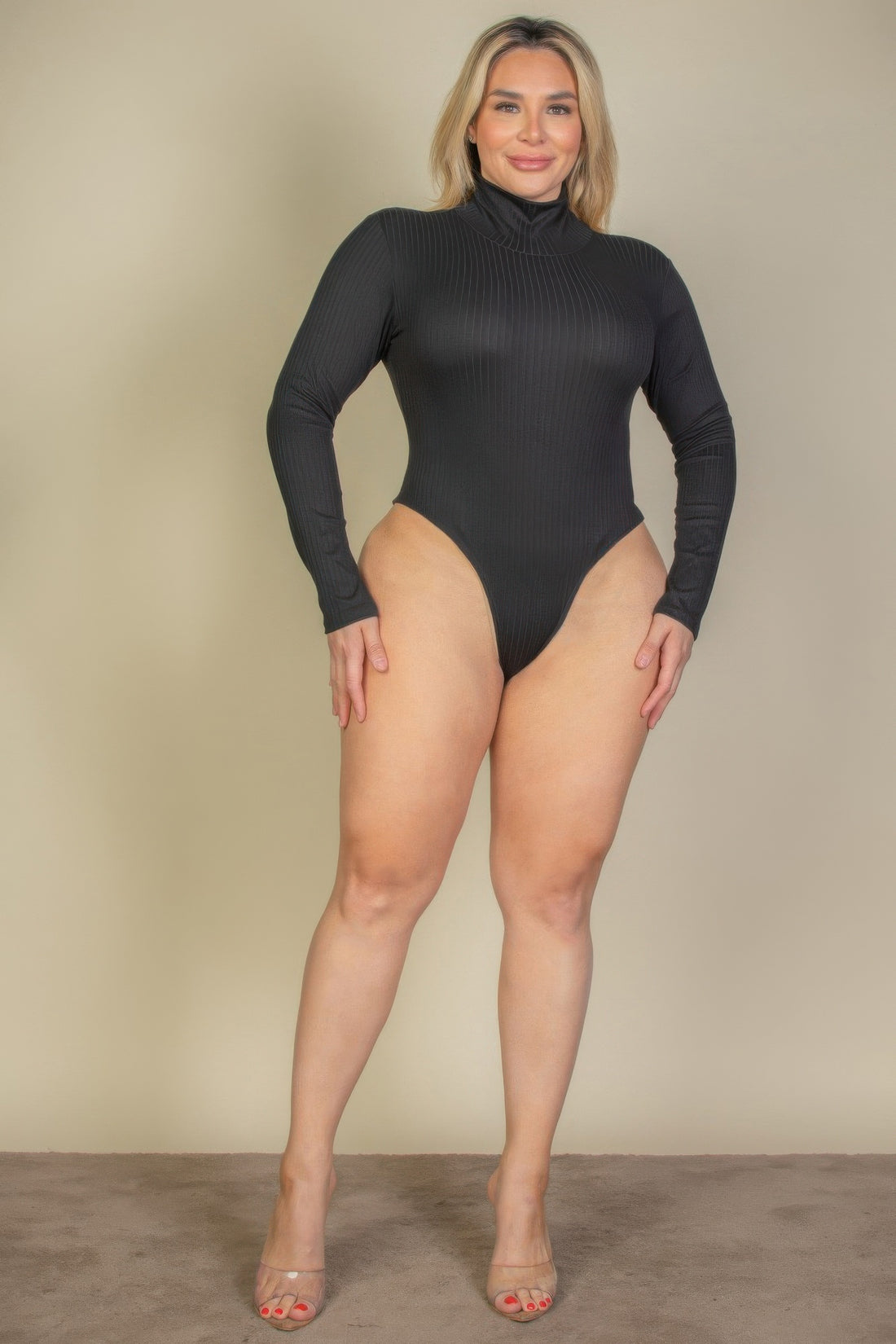 Plus Ribbed Turtleneck Bodysuit - Comfort & Style - Artsi Chic Boutique