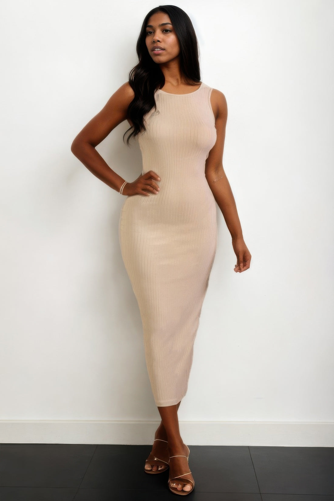 Elegant & Sleek Ribbed Open Back Sleeveless Maxi Dress - Artsi Chic Boutique