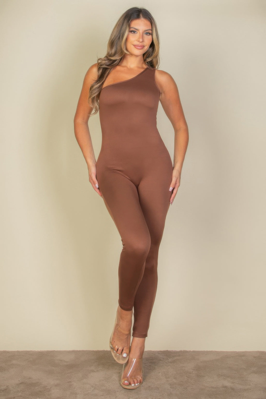 Solid One Shoulder Jumpsuit - Artsi Chic Boutique