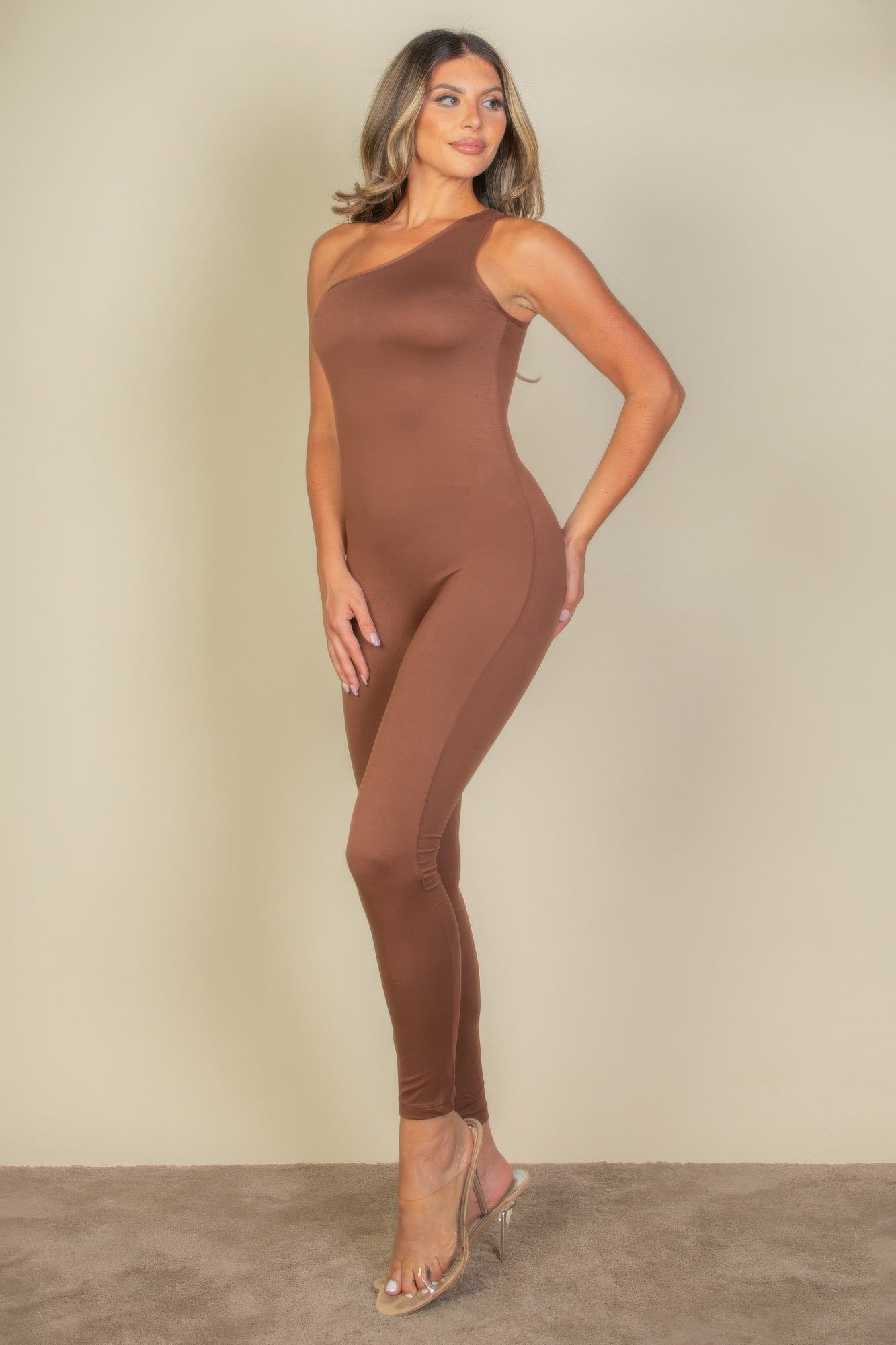 Solid One Shoulder Jumpsuit - Artsi Chic Boutique