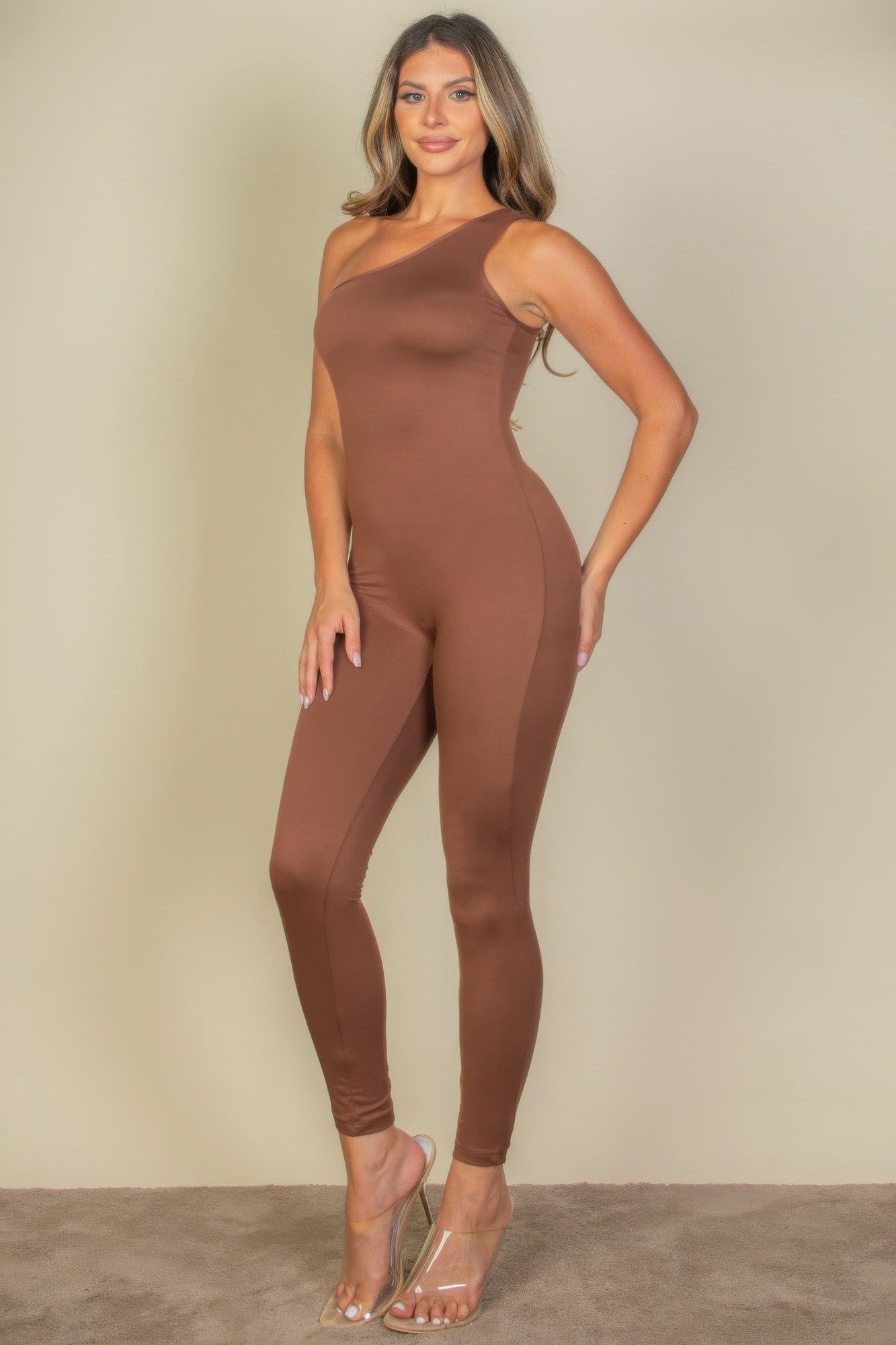 Solid One Shoulder Jumpsuit - Artsi Chic Boutique