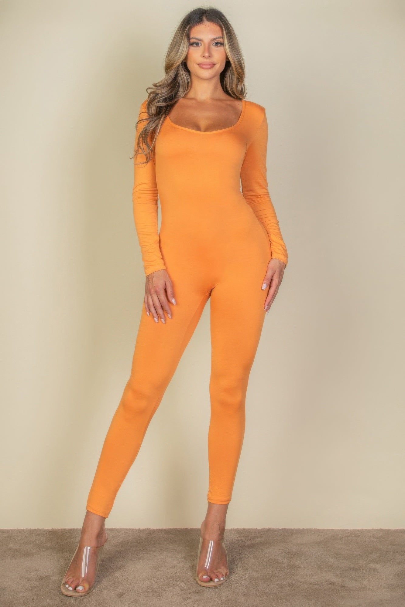 Scoop Neck Long Sleeve Bodycon Jumpsuit - Chic Comfort & Style - Artsi Chic Boutique