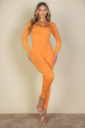 Scoop Neck Long Sleeve Bodycon Jumpsuit - Chic Comfort & Style - Artsi Chic Boutique