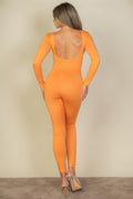 Scoop Neck Long Sleeve Bodycon Jumpsuit - Chic Comfort & Style - Artsi Chic Boutique