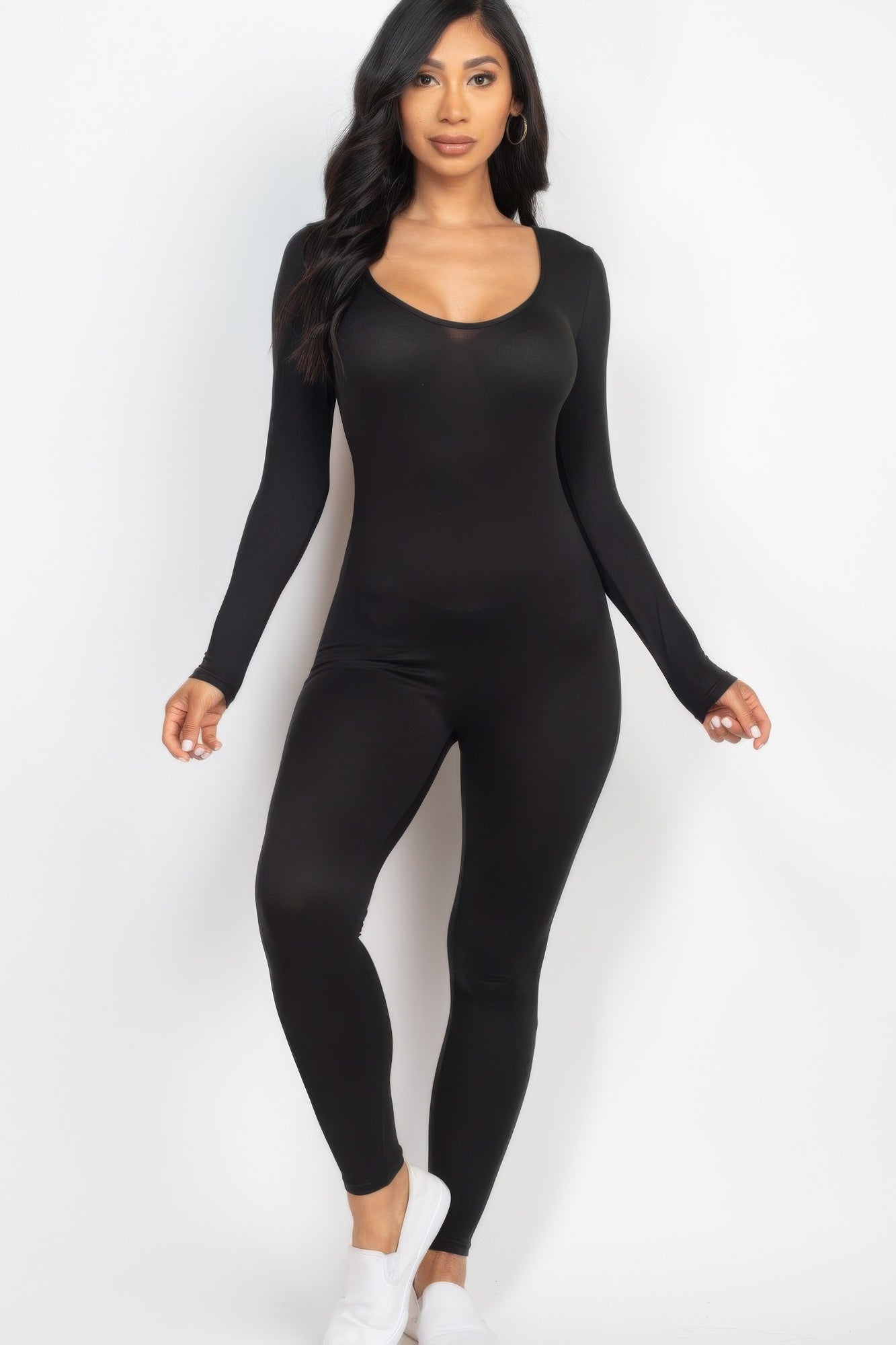 Scoop Neck Long Sleeve Bodycon Jumpsuit - Chic Comfort & Style - Artsi Chic Boutique