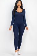 Scoop Neck Long Sleeve Bodycon Jumpsuit - Chic Comfort & Style - Artsi Chic Boutique
