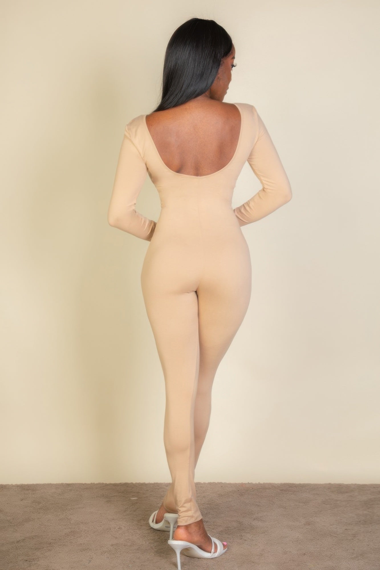 Scoop Neck Long Sleeve Bodycon Jumpsuit - Chic Comfort & Style - Artsi Chic Boutique