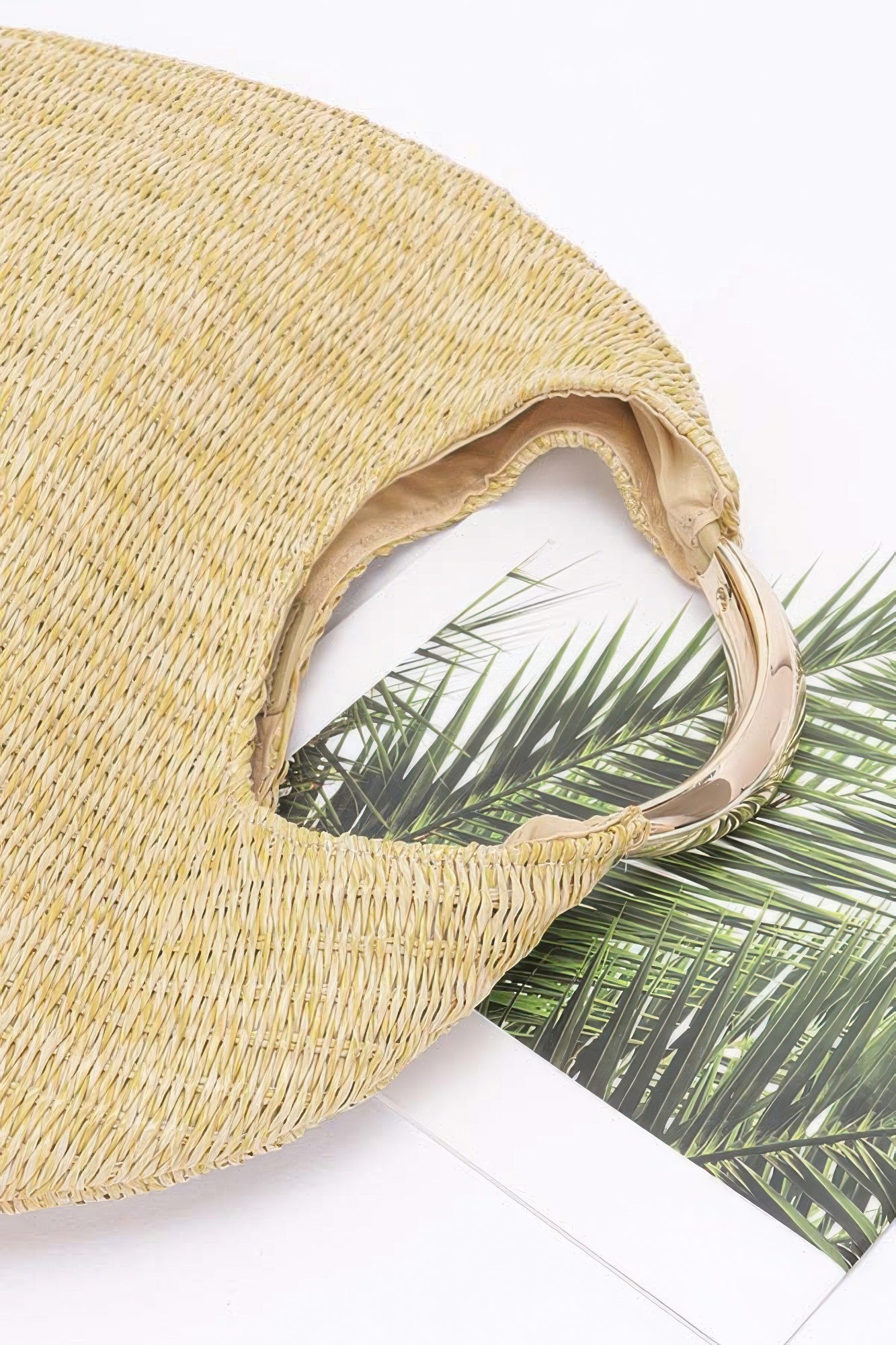 Faux Straw Hobo Bag with Metal Handle - Artsi Chic Boutique