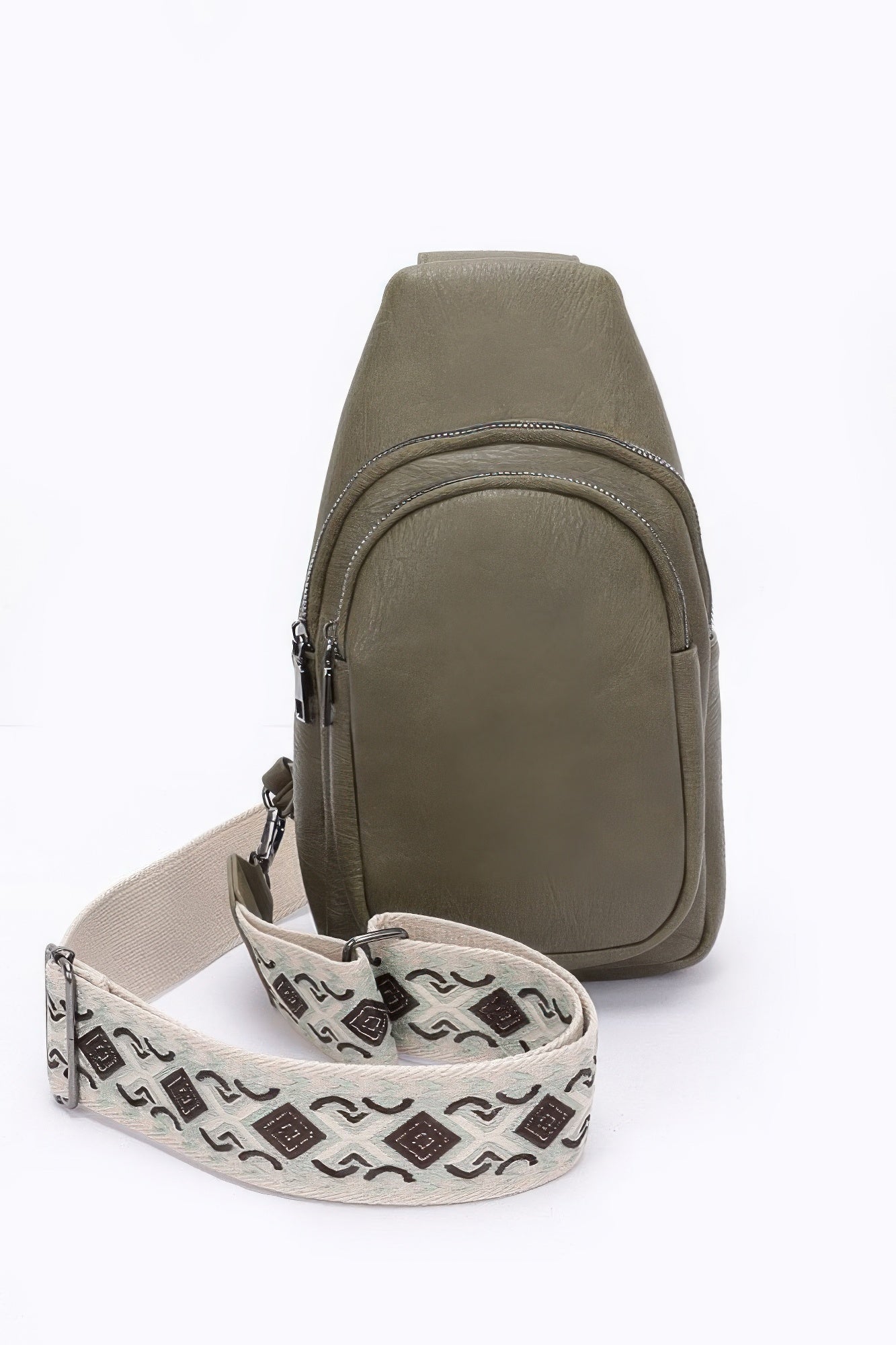 Faux Leather Sling Bag with Multi-Color Strap - Artsi Chic Boutique