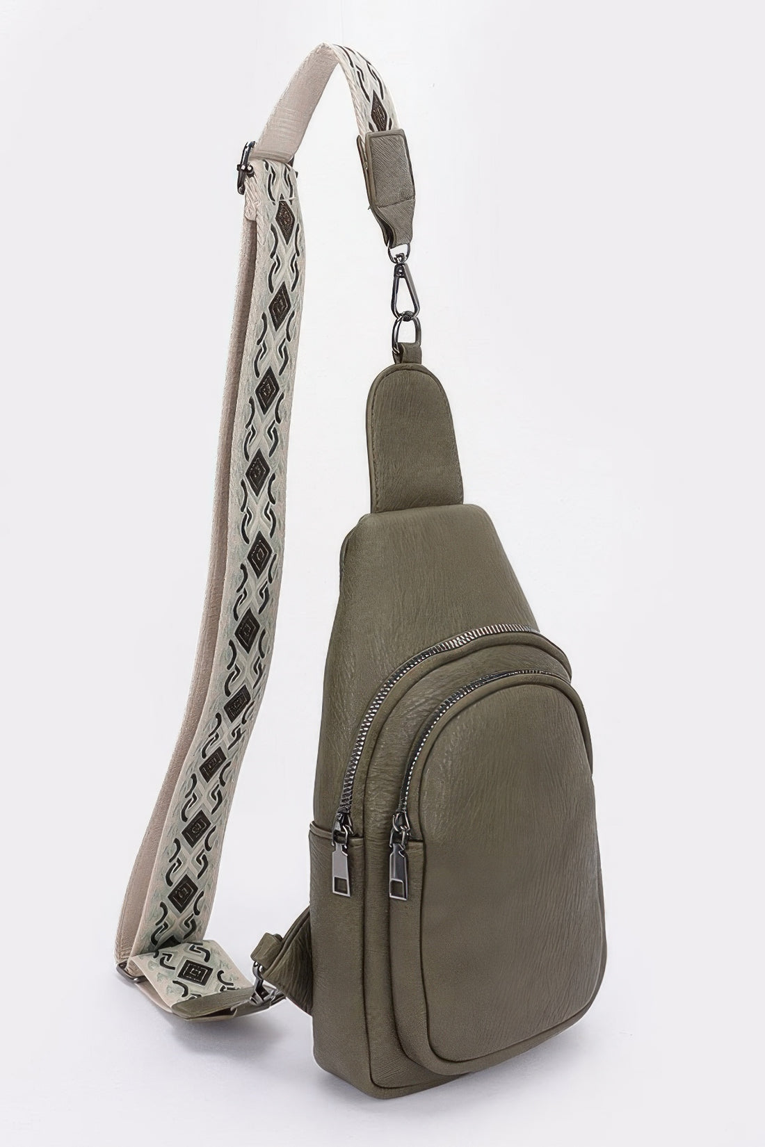 Faux Leather Sling Bag with Multi-Color Strap - Artsi Chic Boutique