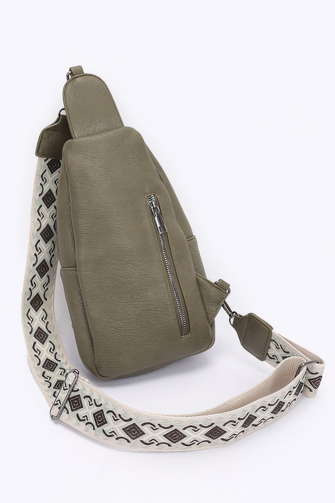 Faux Leather Sling Bag with Multi-Color Strap - Artsi Chic Boutique