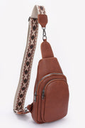 Faux Leather Sling Bag with Multi-Color Strap - Artsi Chic Boutique