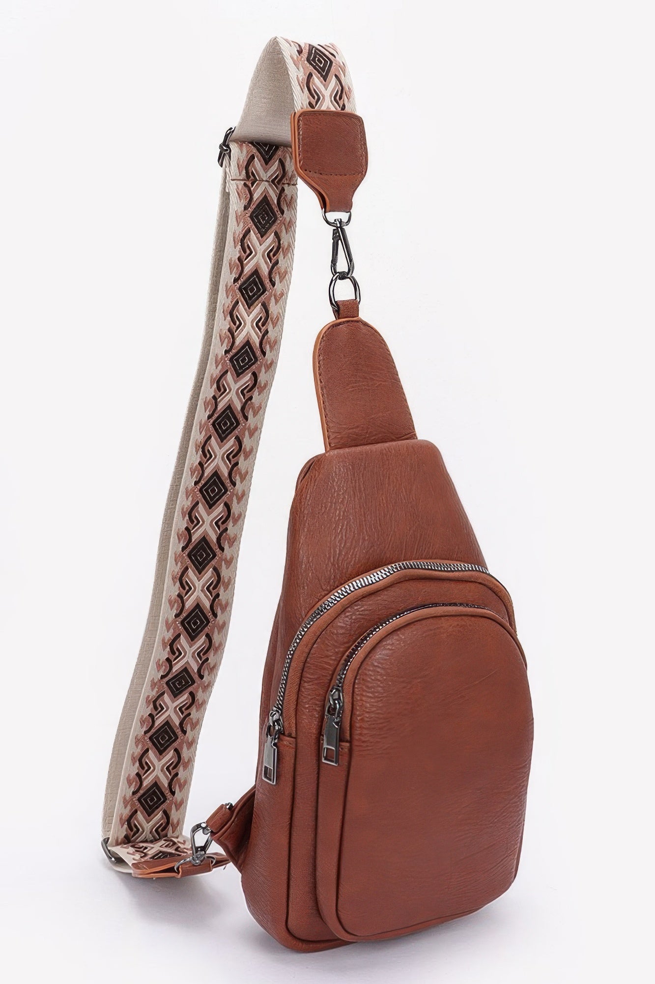 Faux Leather Sling Bag with Multi-Color Strap - Artsi Chic Boutique