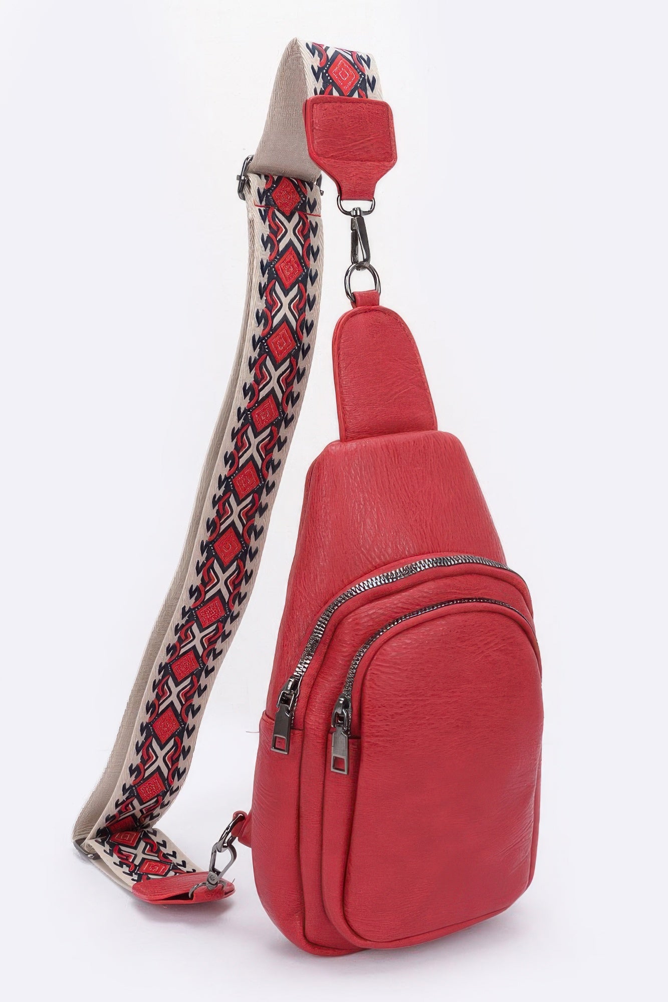 Faux Leather Sling Bag with Multi-Color Strap - Artsi Chic Boutique