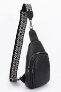 Faux Leather Sling Bag with Multi-Color Strap - Artsi Chic Boutique