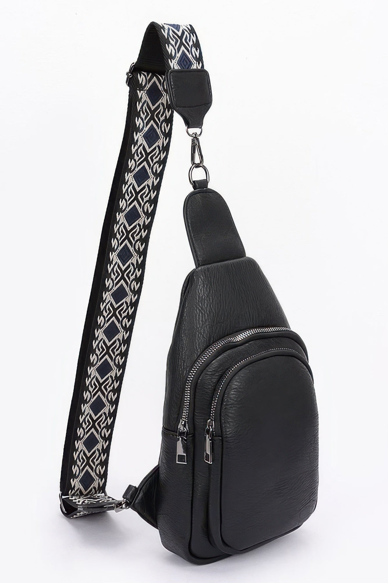 Faux Leather Sling Bag with Multi-Color Strap - Artsi Chic Boutique