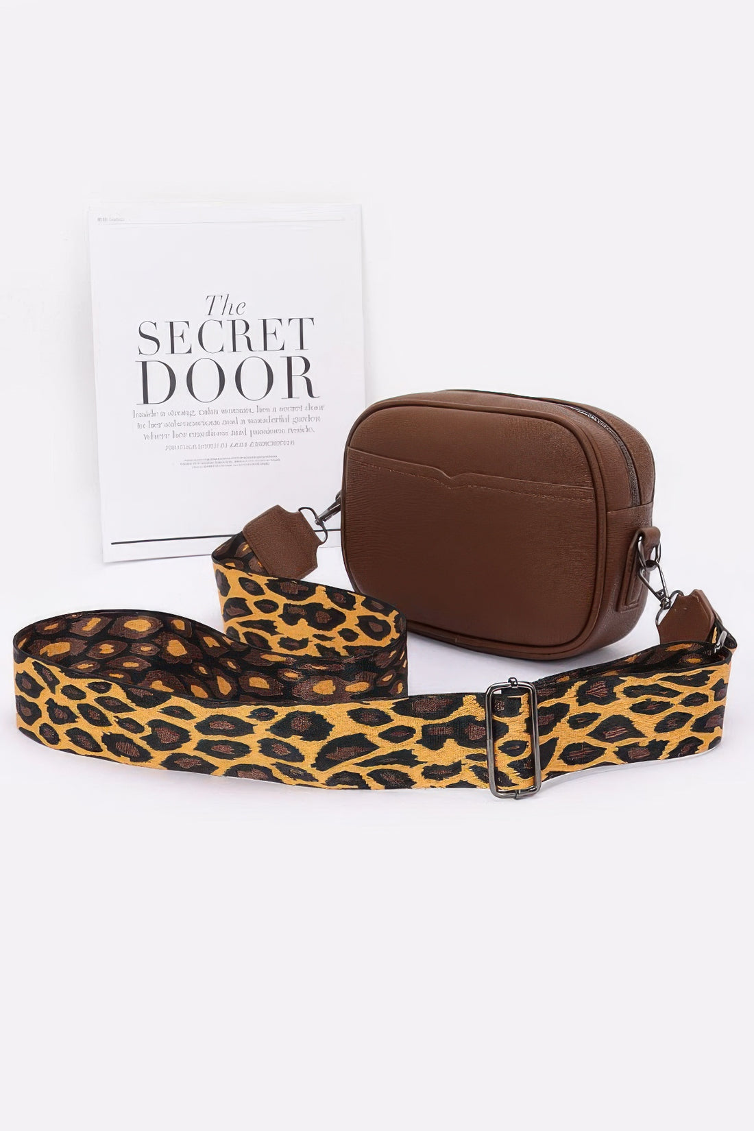 Faux Leather Crossbody Purse with Leopard Strap - Artsi Chic Boutique
