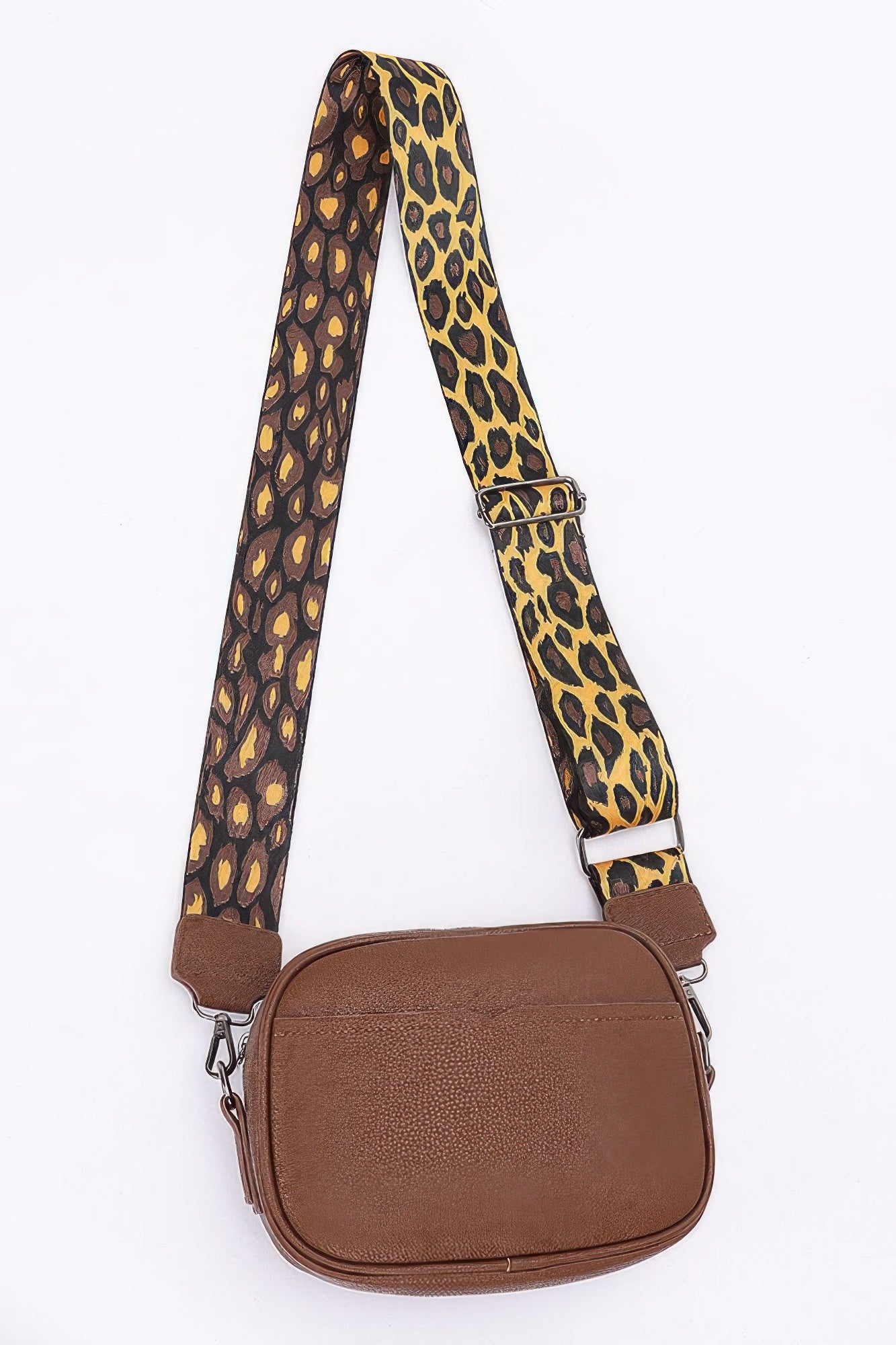 Faux Leather Crossbody Purse with Leopard Strap - Artsi Chic Boutique