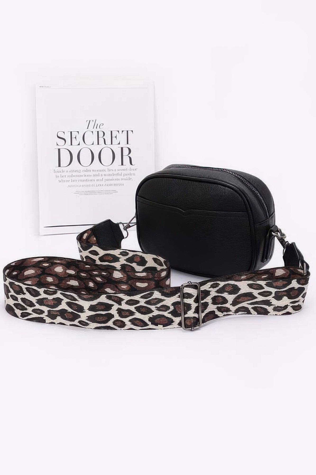 Faux Leather Crossbody Purse with Leopard Strap - Artsi Chic Boutique