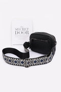 Faux Leather Crossbody Purse with Multi-Color Strap - Artsi Chic Boutique
