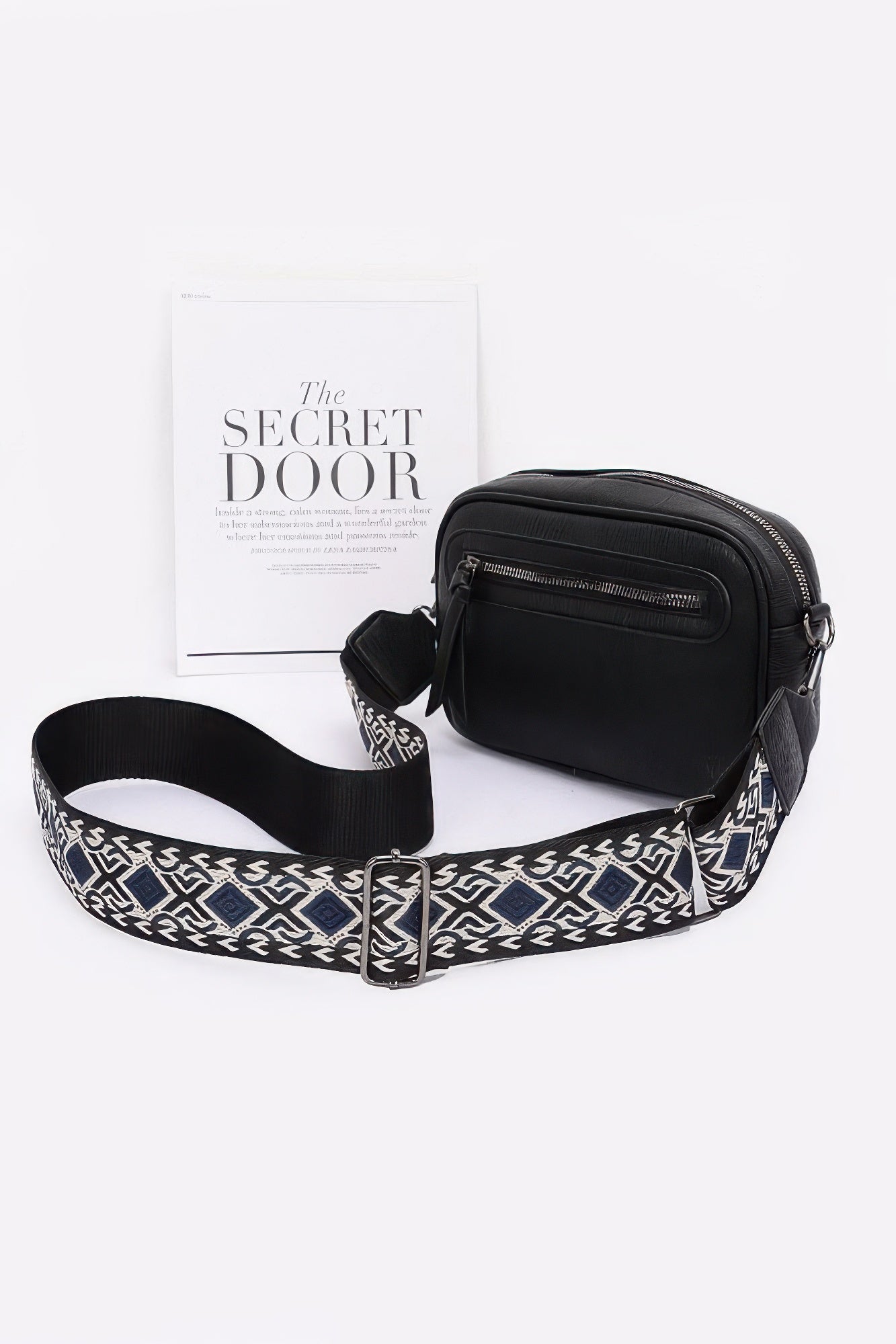 Faux Leather Crossbody Purse with Multi-Color Strap - Artsi Chic Boutique