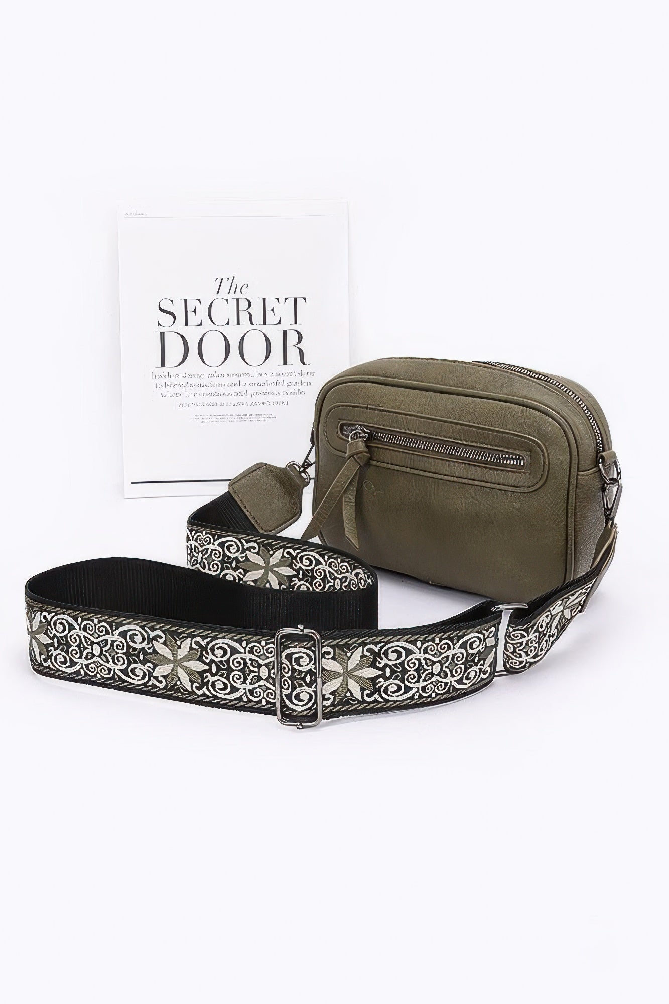 Faux Leather Crossbody Purse with Multi-Color Strap - Artsi Chic Boutique