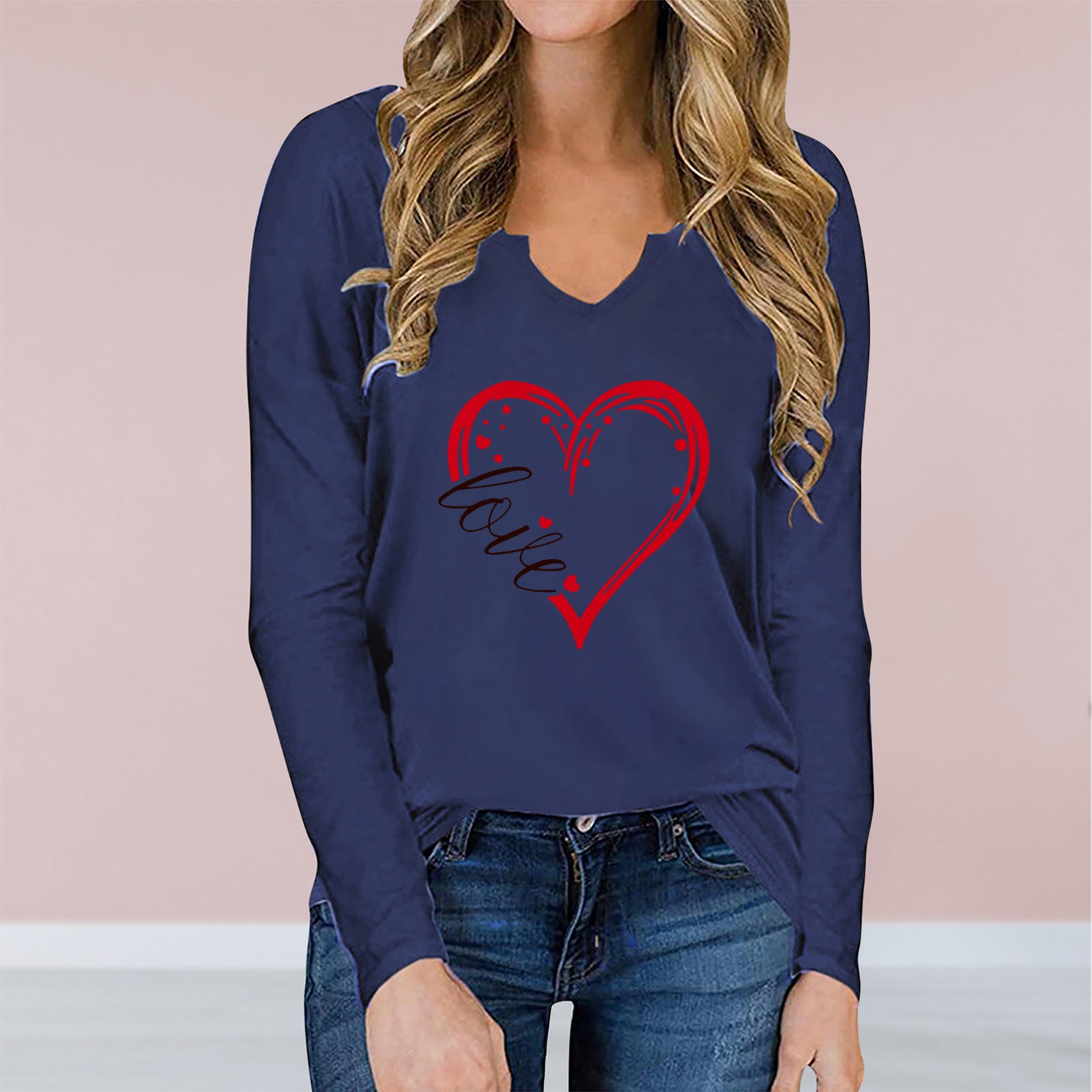 Love-Inspired V-Neck Long-Sleeve Tee - Artsi Chic Boutique