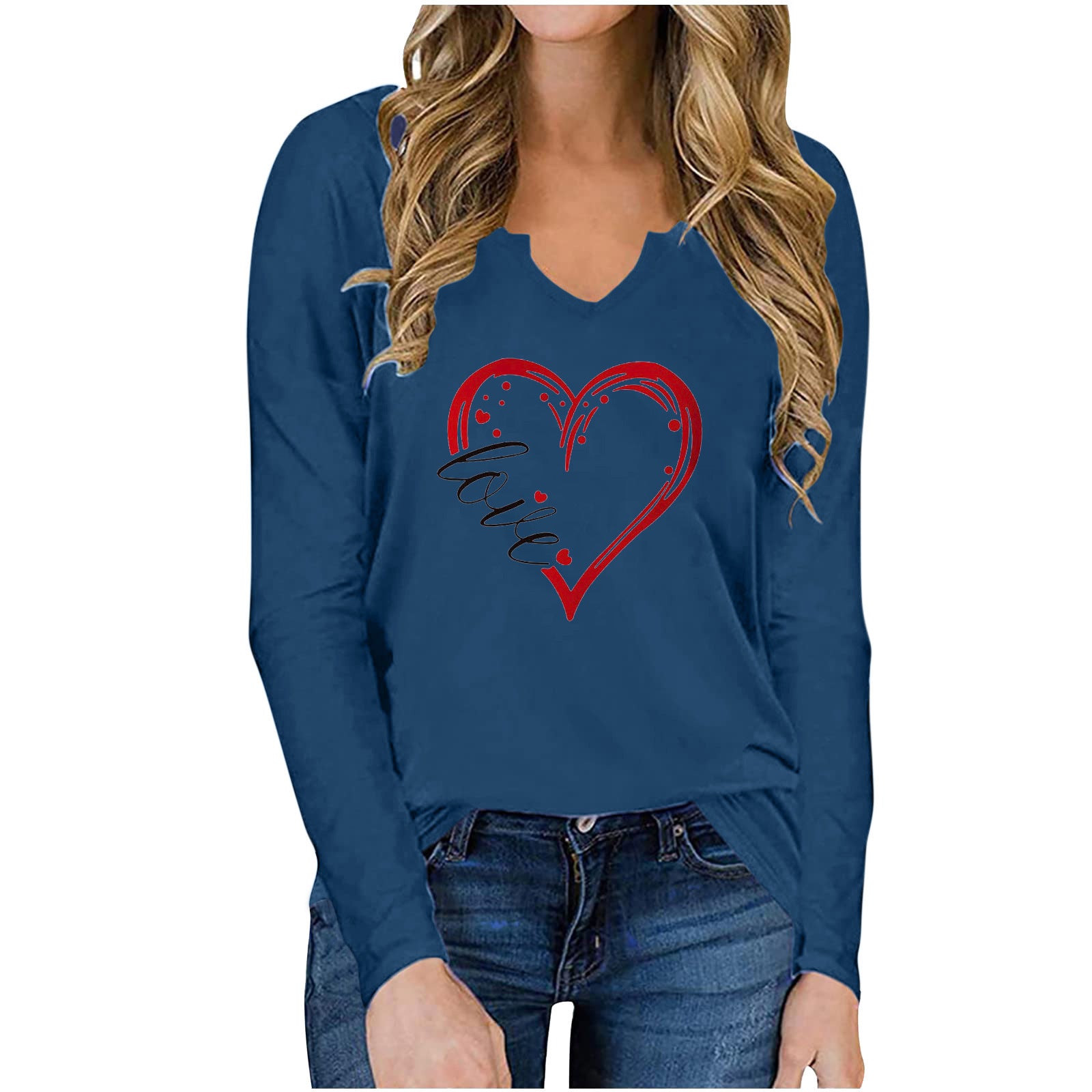 Love-Inspired V-Neck Long-Sleeve Tee - Artsi Chic Boutique