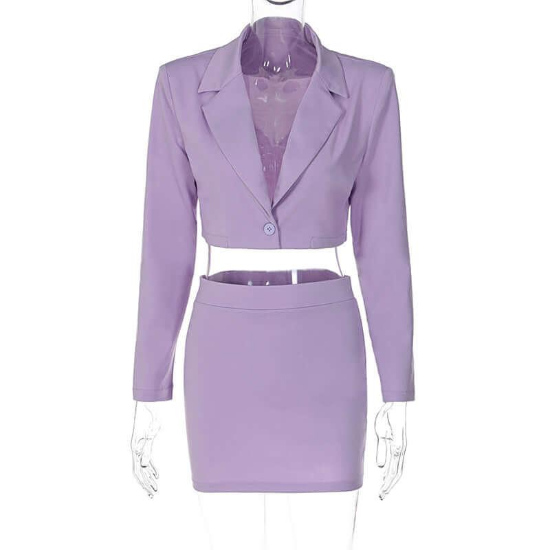 Chic Tailored Mini Blazer & Skirt Set – Bold Colors for a Power Look - Artsi Chic Boutique
