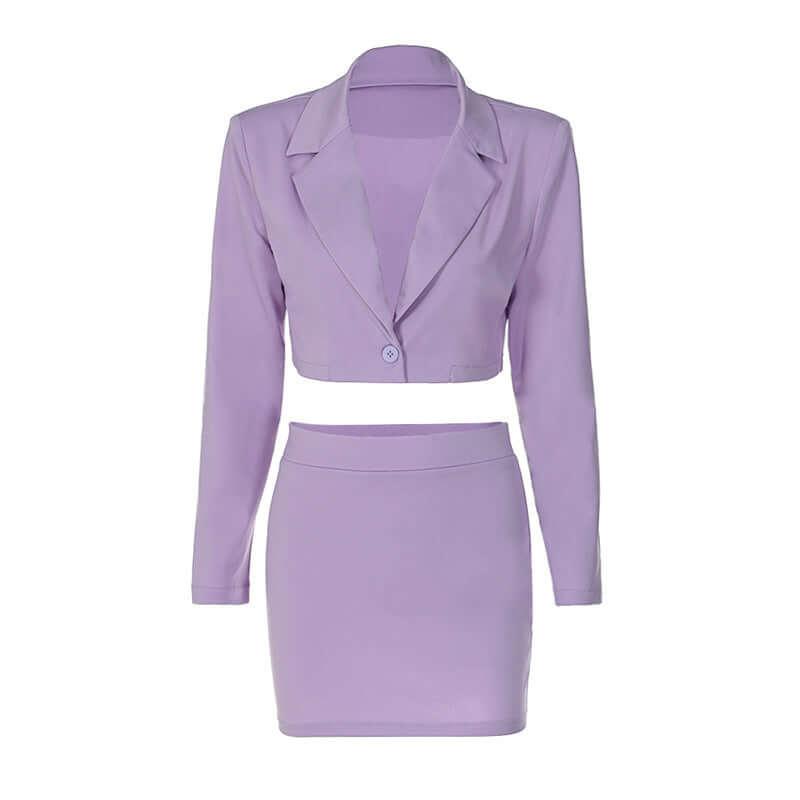 Chic Tailored Mini Blazer & Skirt Set – Bold Colors for a Power Look - Artsi Chic Boutique