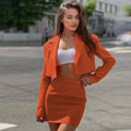 Chic Tailored Mini Blazer & Skirt Set – Bold Colors for a Power Look - Artsi Chic Boutique