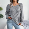 Square Neck Knitted Sweater With Button Design - Artsi Chic Boutique